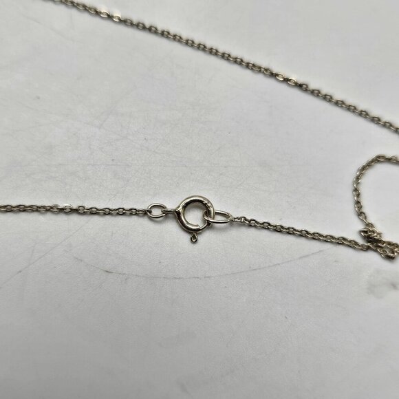 Sterling Silver Heart Pendant Necklace With Clear CZ Gemstones Vintage - Picture 4 of 6